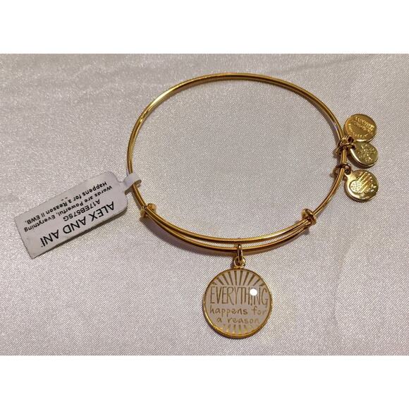 Alex And Ani "Everything Happens For A Reason" Adjustable Charm Bangle Bracelet - Picture 1 of 4